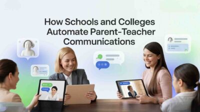 School phone automation system dashboard showing parent-teacher communication features with automated calling interface