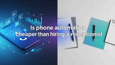 Phone automation vs hiring staff cost comparison chart showing business savings with an automated receptionist system